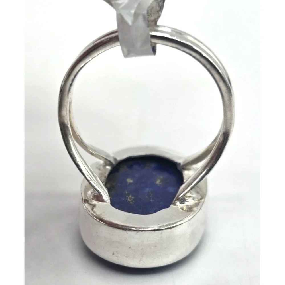 Genuine Lapis Lazuli Oval Ring Sterling Silver 925 Size 9 Bezel Set Handmade NWT